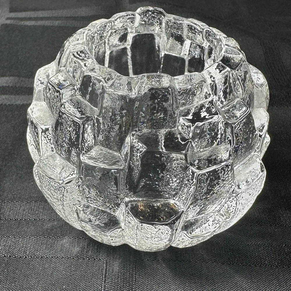 Kosta Boda Sweden Igloo Art Glass Votive Candle Holder Clear Signed Tealight
